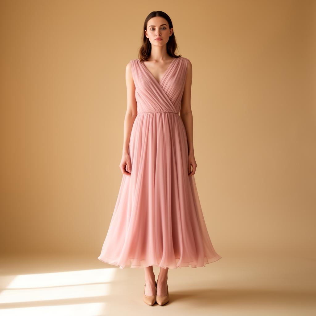 Aura Blush Midi Dress — full look