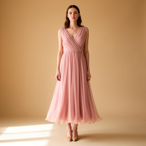 Aura Blush Midi Dress — full look